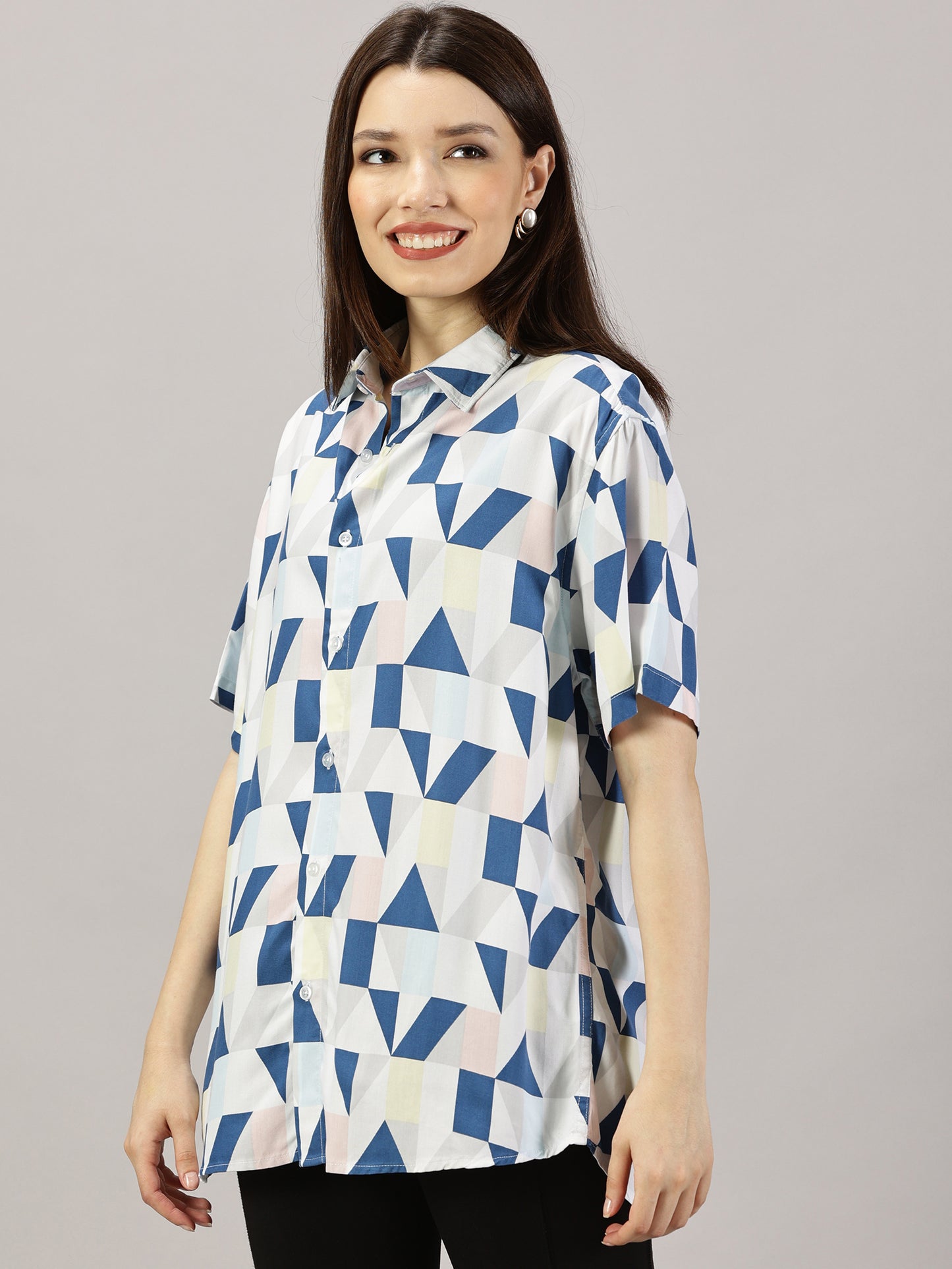 Minimalist Geometry Half-Sleeve Shirt