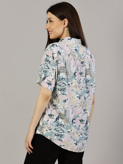 Whimsical Patterned Half-Sleeve Shirt